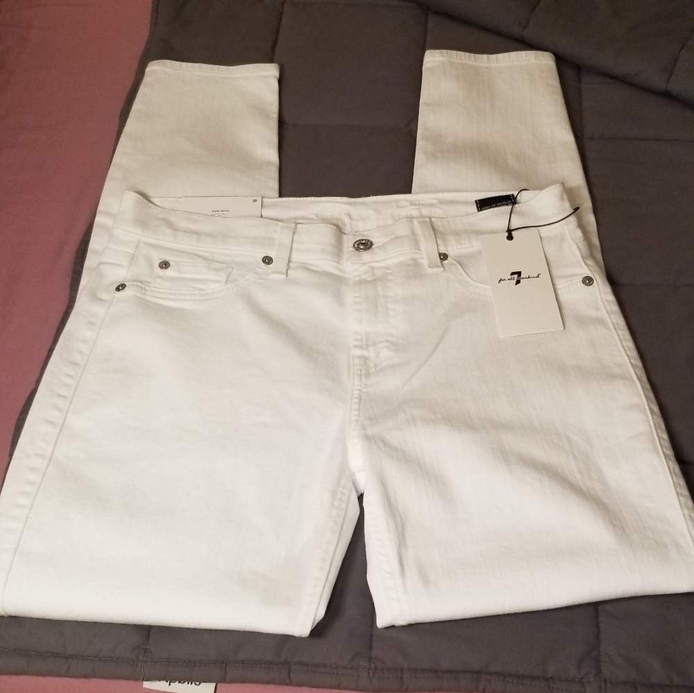 👖7FAM Sz 30 Ankle Skinny White Jeans